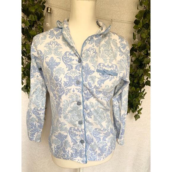 Adrienne Vittadini Cotton Blue White Pajama Set Women's Small - Picture 4 of 11